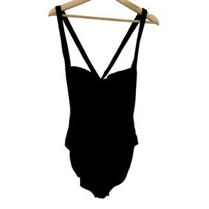 Eddie Bauer slim suit black one piece racerback adjustible women's size 14 tall